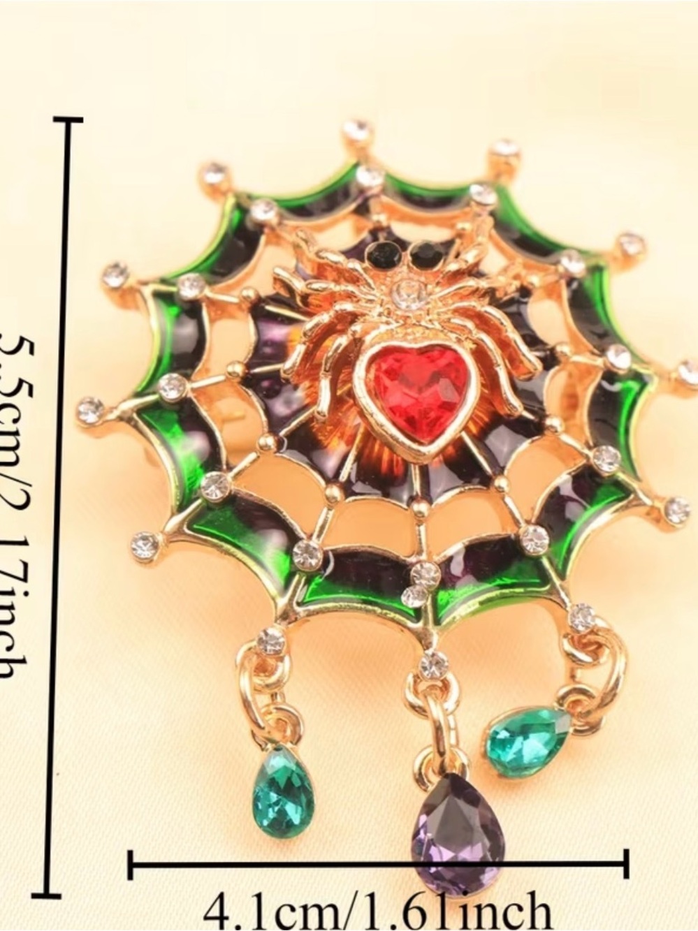 New! Aratta Angelic Spider Web Pin Rhinestone Beautiful Insect Brooch Pin - Picture 5 of 6